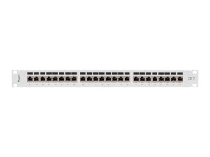 Patch Panel 24 Port 1U 19” Kat.7 Ekranowany Szary Lanberg