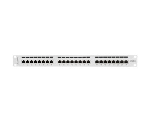 Patch Panel 24 Port 1U 19” Kat.6 Ekranowany Szary Lanberg