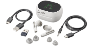 Poly Voyager Free 60+ UC TEAMS USB-C z etui dotykowym w kolorze białym