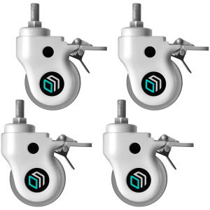 Swivel Caster Wheels 4 Inch Set of 4 Heavy Duty Steel Bearing Wheels ONKRON AWL100, Biały